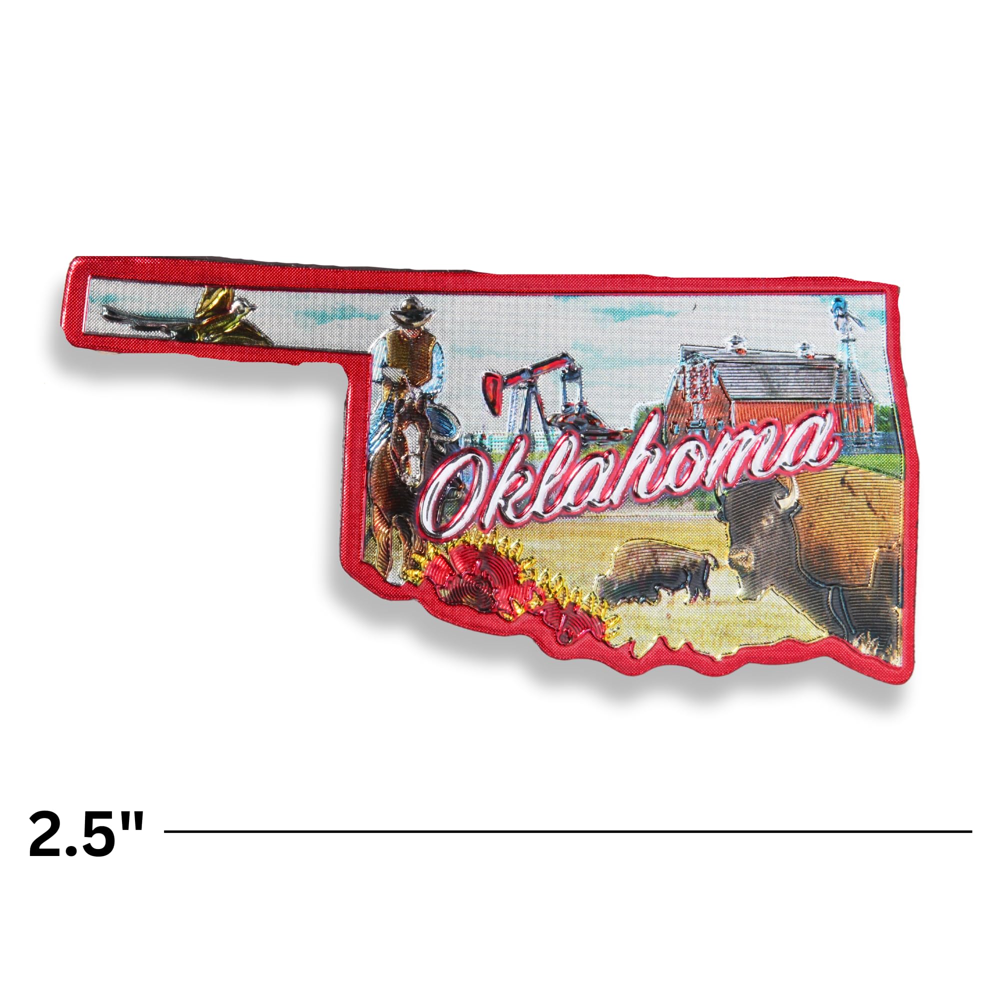 Amazon.com: Oklahoma Souvenir Metallic Magnet, Pioneer Spirit